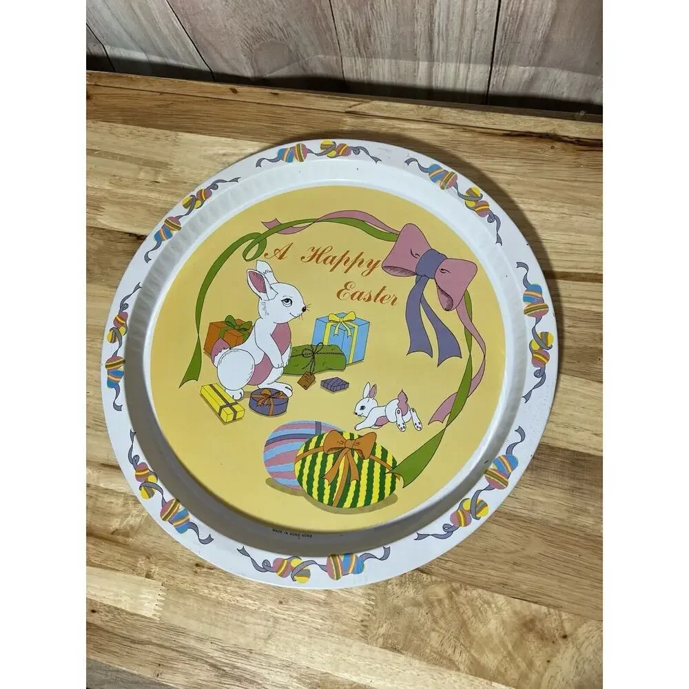 Vintage Happy Easter Serving Platter Made In Hong Kong 13”